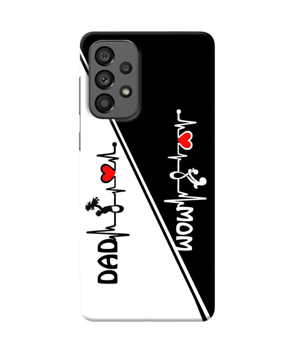 Mom dad heart line black and white Samsung A73 5G Back Cover