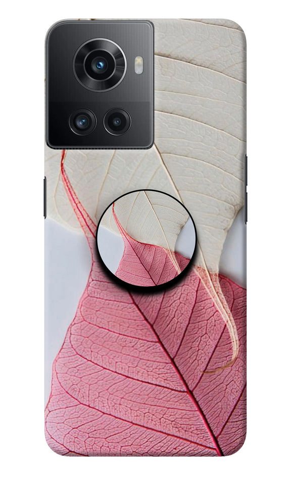 White Pink Leaf OnePlus 10R 5G Pop Case