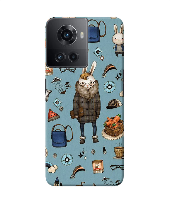 Canvas rabbit print OnePlus 10R 5G Back Cover