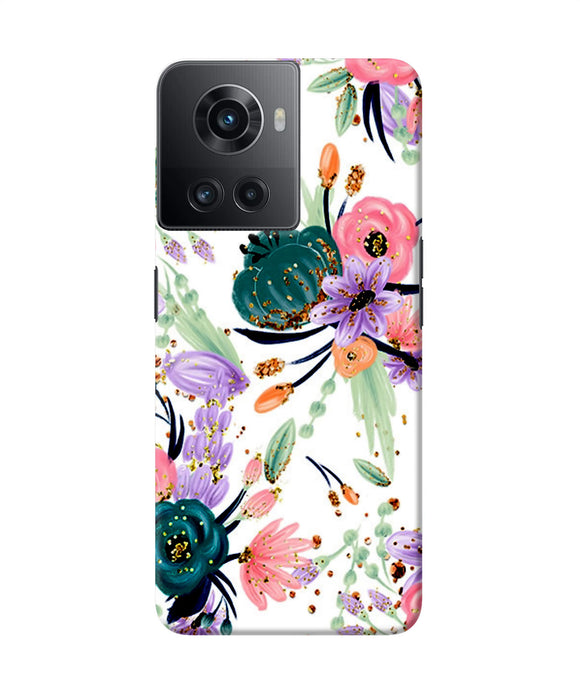 Abstract flowers print OnePlus 10R 5G Back Cover