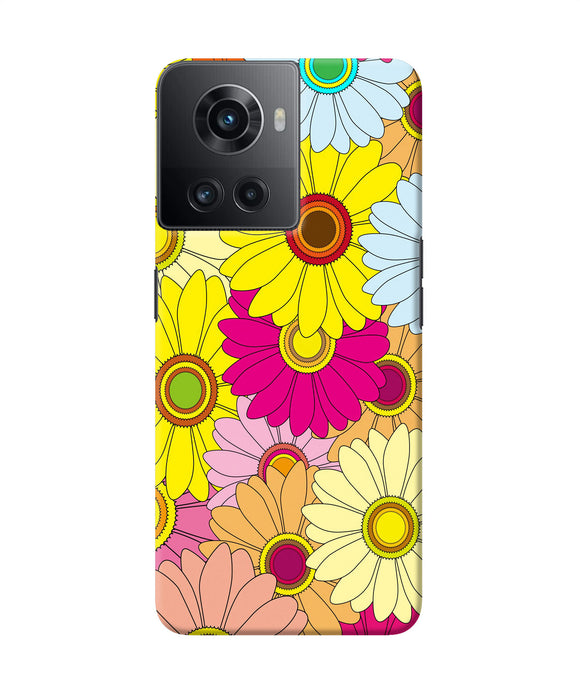 Abstract colorful flowers OnePlus 10R 5G Back Cover