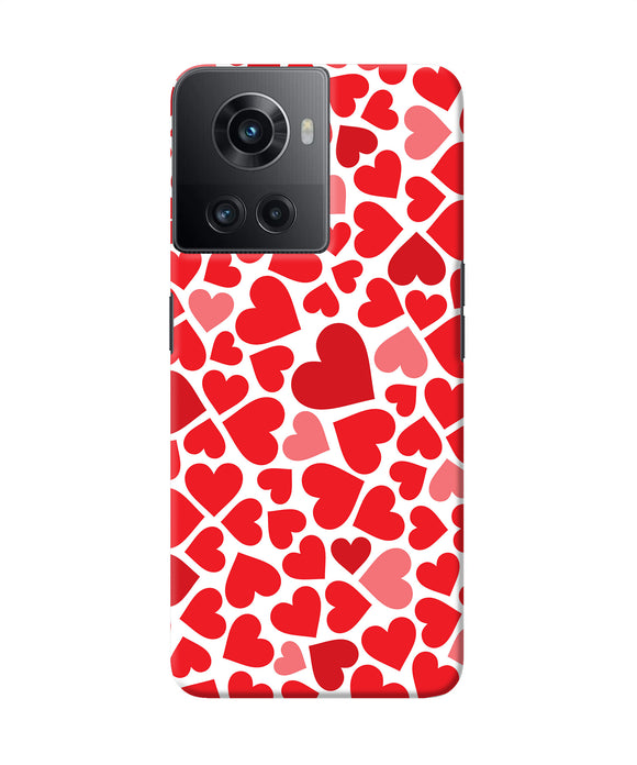 Red heart canvas print OnePlus 10R 5G Back Cover