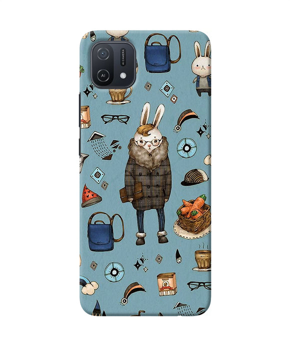 Canvas rabbit print Oppo A16k/A16e Back Cover
