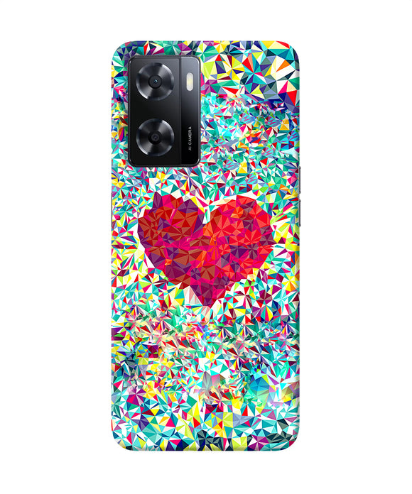 Red heart print Oppo A57 2022 Back Cover