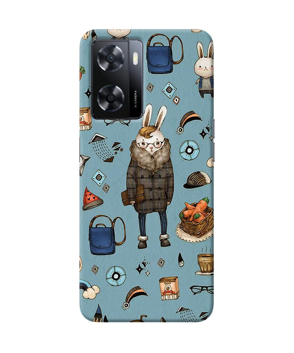 Canvas rabbit print Oppo A57 2022 Back Cover