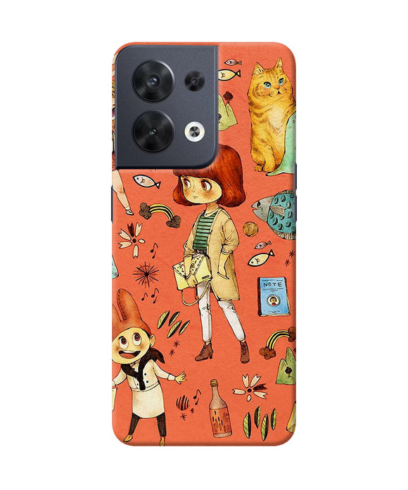 Canvas little girl print Oppo Reno8 Back Cover