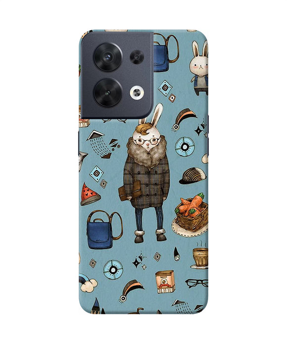 Canvas rabbit print Oppo Reno8 Back Cover