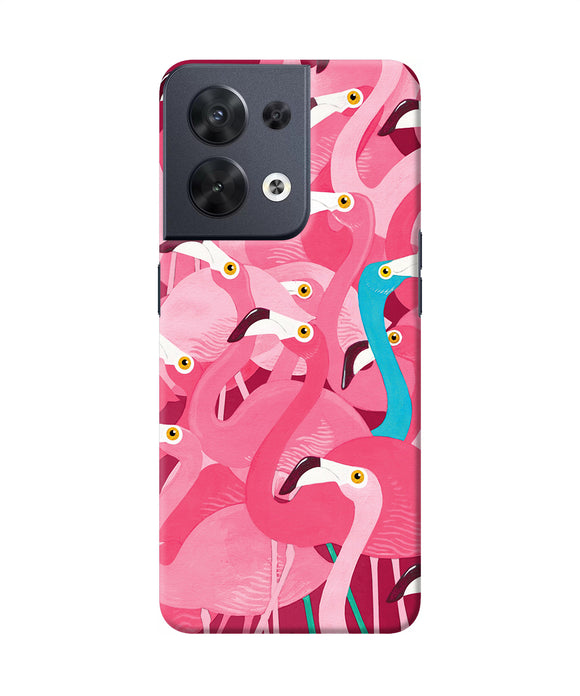 Abstract sheer bird pink print Oppo Reno8 Back Cover