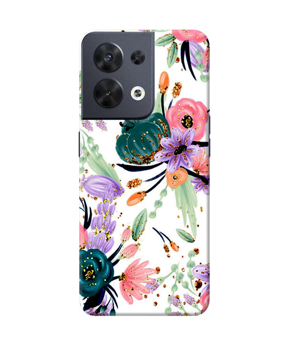 Abstract flowers print Oppo Reno8 Back Cover