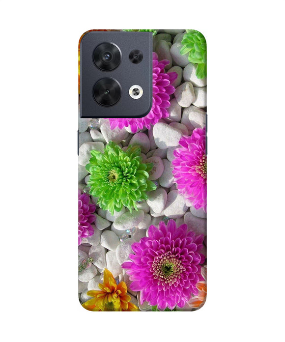Natural flower stones Oppo Reno8 Back Cover