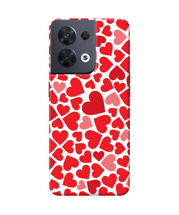 Red heart canvas print Oppo Reno8 Back Cover