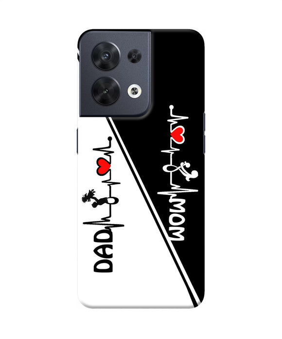 Mom dad heart line black and white Oppo Reno8 Back Cover