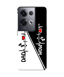 Mom dad heart line black and white Oppo Reno8 Pro Back Cover