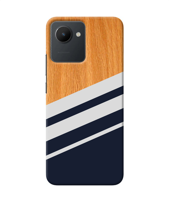 Black and white wooden Realme C30 Back Cover