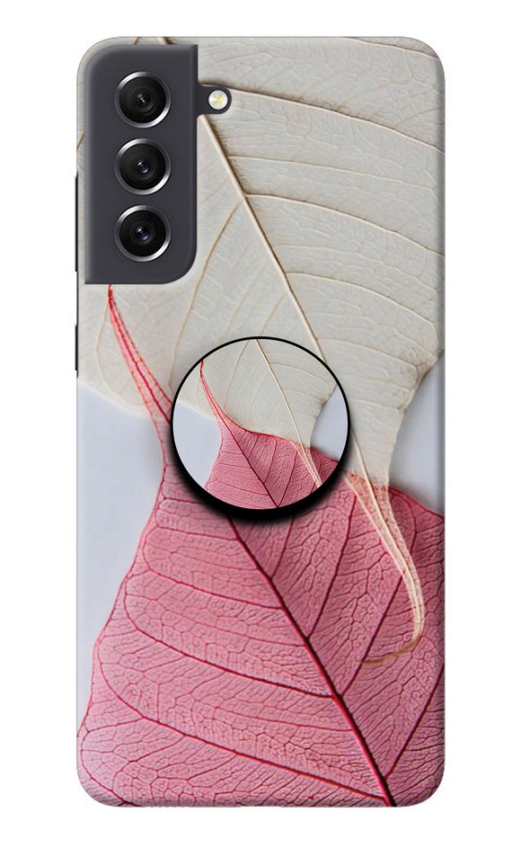 White Pink Leaf Samsung S21 FE 5G Pop Case