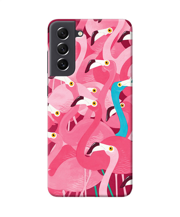 Abstract sheer bird pink print Samsung S21 FE 5G Back Cover