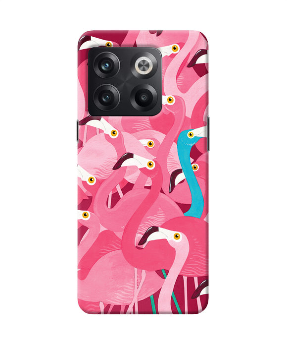 Abstract sheer bird pink print OnePlus 10T 5G Back Cover