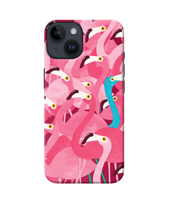 Abstract sheer bird pink print iPhone 14 Back Cover