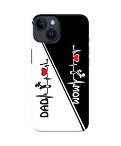 Mom dad heart line black and white iPhone 14 Back Cover