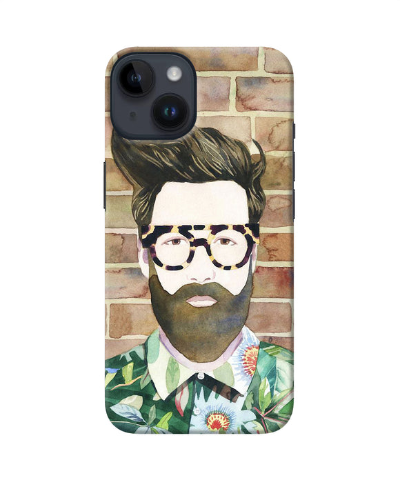 Beard man with glass iPhone 14 Back Cover