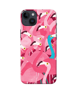 Abstract sheer bird pink print iPhone 14 Plus Back Cover