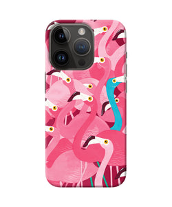 Abstract sheer bird pink print iPhone 14 Pro Back Cover