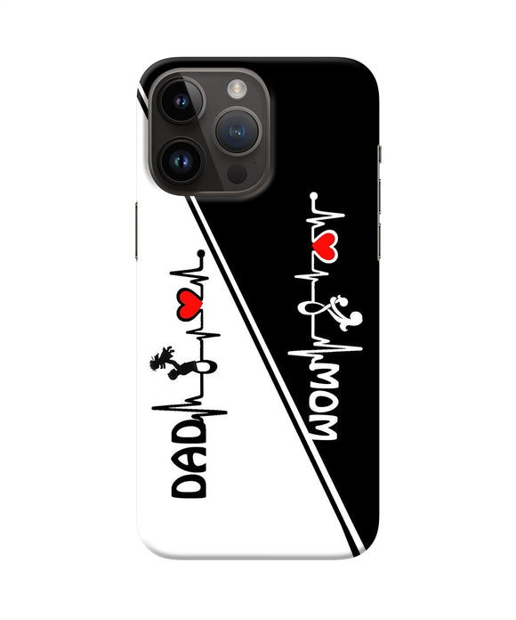 Mom dad heart line black and white iPhone 14 Pro Max Back Cover