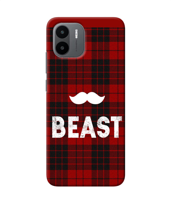 Beast red square Redmi A1 Back Cover
