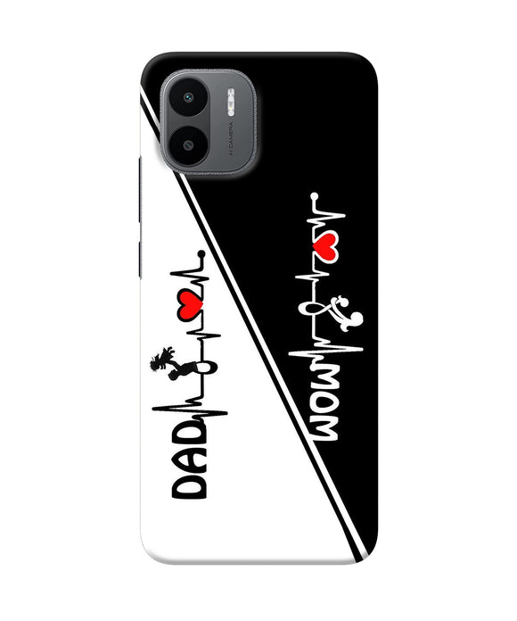 Mom dad heart line black and white Redmi A1 Back Cover