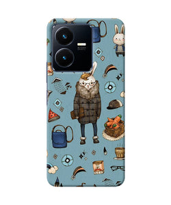 Canvas rabbit print Vivo Y22 Back Cover