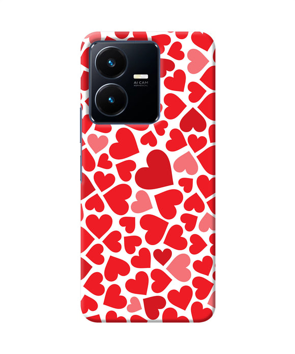 Red heart canvas print Vivo Y22 Back Cover