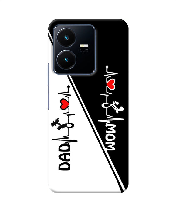 Mom dad heart line black and white Vivo Y22 Back Cover