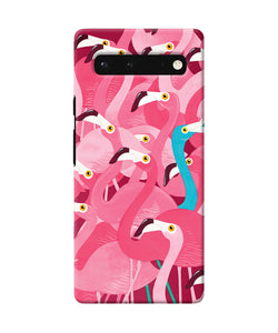 Abstract sheer bird pink print Google Pixel 6 Back Cover