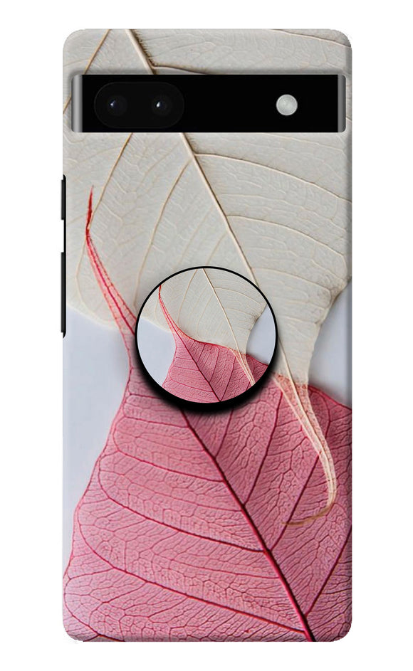 White Pink Leaf Google Pixel 6A Pop Case