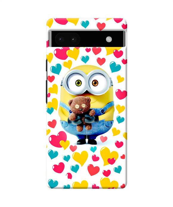 Minion teddy hearts Google Pixel 6A Back Cover