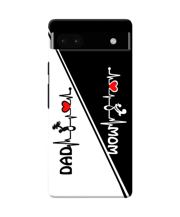 Mom dad heart line black and white Google Pixel 6A Back Cover