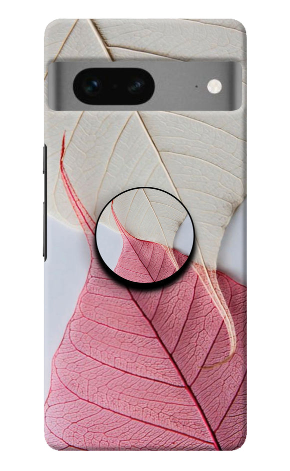White Pink Leaf Google Pixel 7 Pop Case