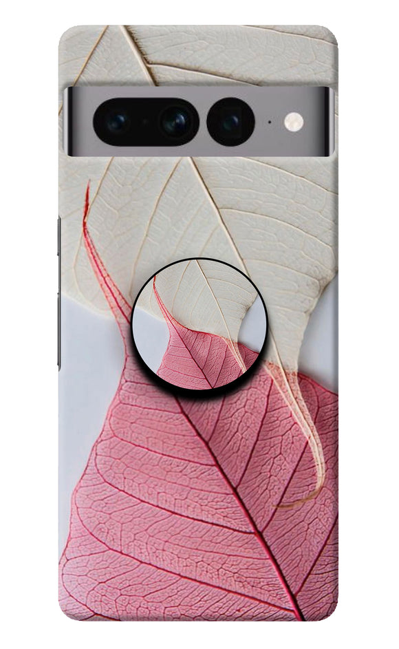 White Pink Leaf Google Pixel 7 Pro Pop Case