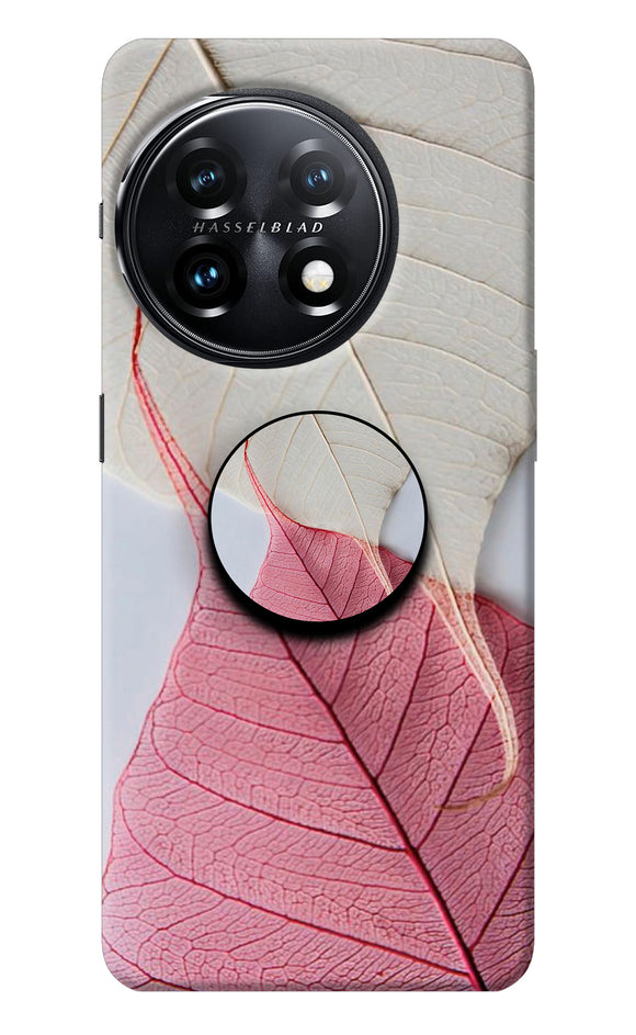 White Pink Leaf OnePlus 11 5G Pop Case