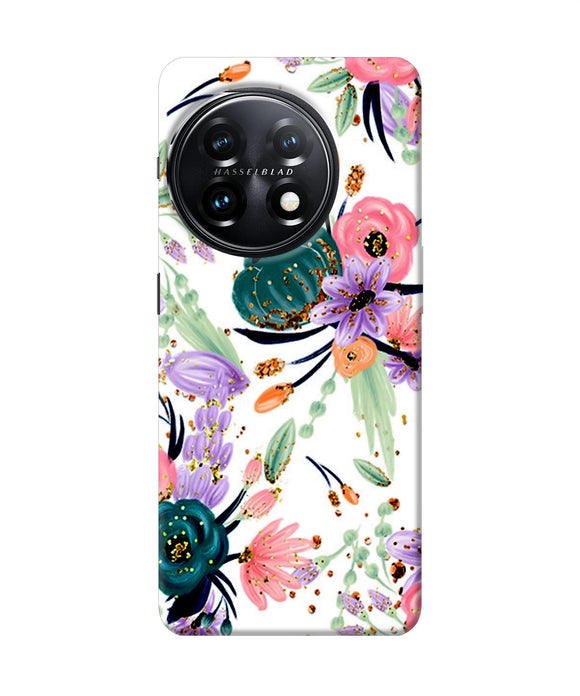 Abstract flowers print OnePlus 11 5G Back Cover