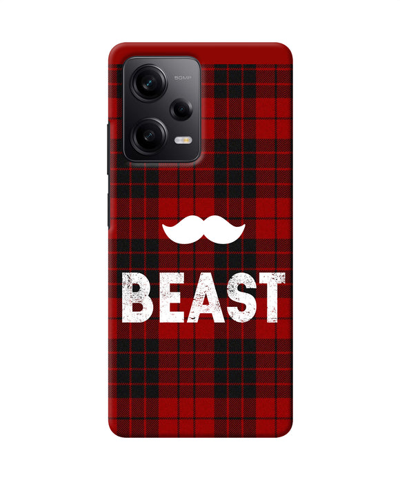 Beast red square Redmi Note 12 5G Back Cover