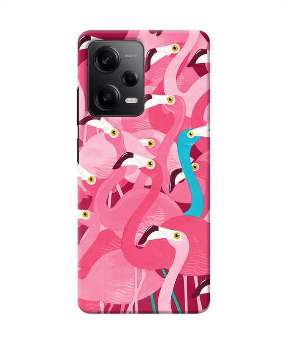 Abstract sheer bird pink print Redmi Note 12 Pro 5G Back Cover