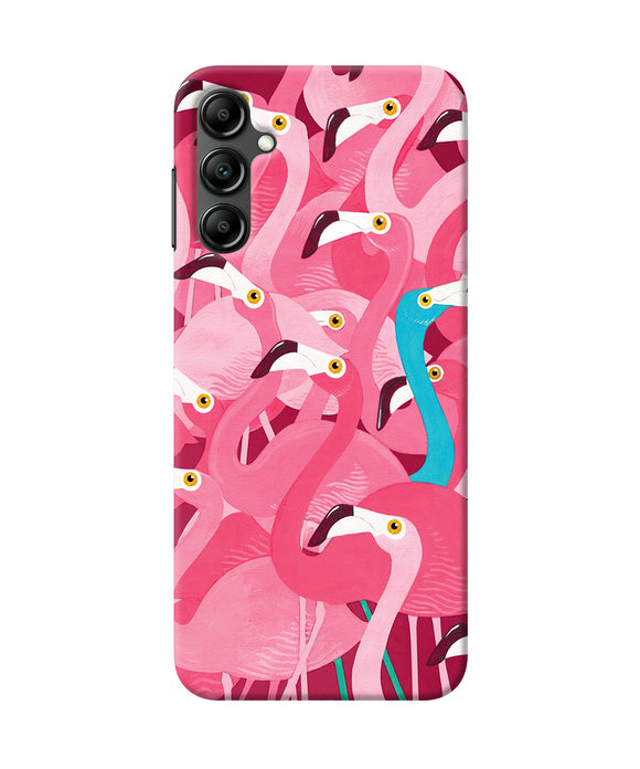 Abstract sheer bird pink print Samsung A14 5G Back Cover