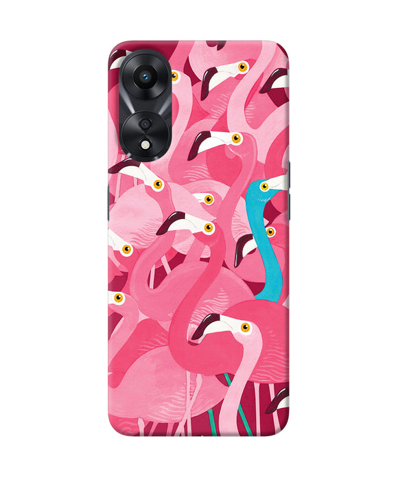Abstract sheer bird pink print Oppo A78 5G Back Cover
