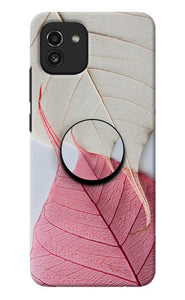 White Pink Leaf Samsung A03 Pop Case