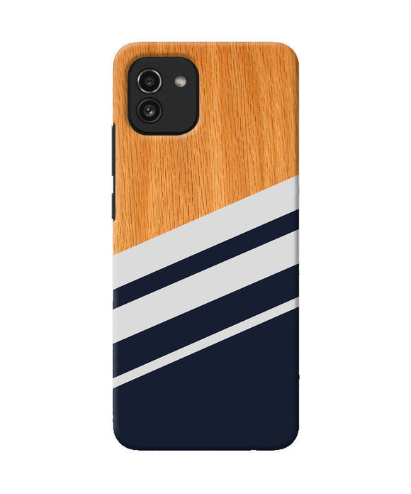 Black and white wooden Samsung A03 Back Cover