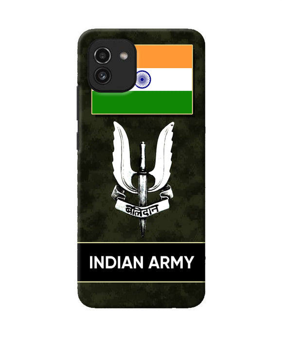 Indian flag balidan logo Samsung A03 Back Cover