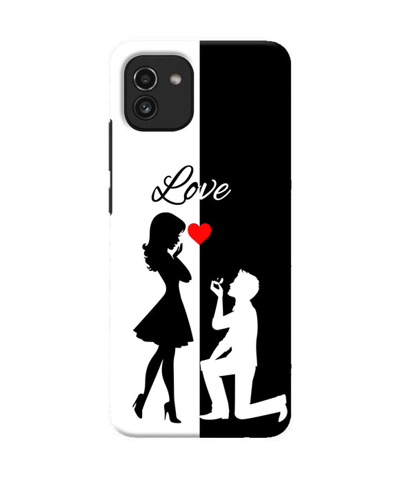 Love propose black and white Samsung A03 Back Cover