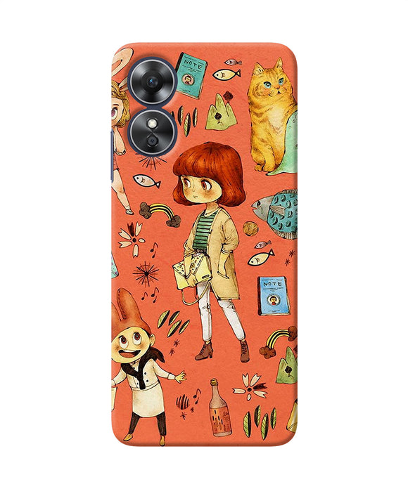 Canvas little girl print Oppo A17 Back Cover