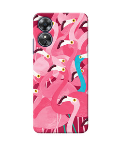 Abstract sheer bird pink print Oppo A17 Back Cover